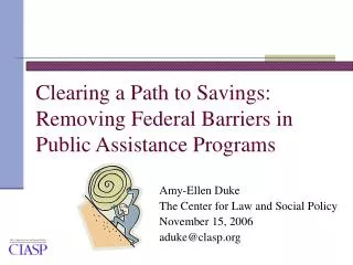 Clearing a Path to Savings: Removing Federal Barriers in Public Assistance Programs