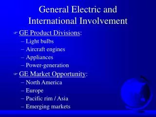 General Electric and International Involvement