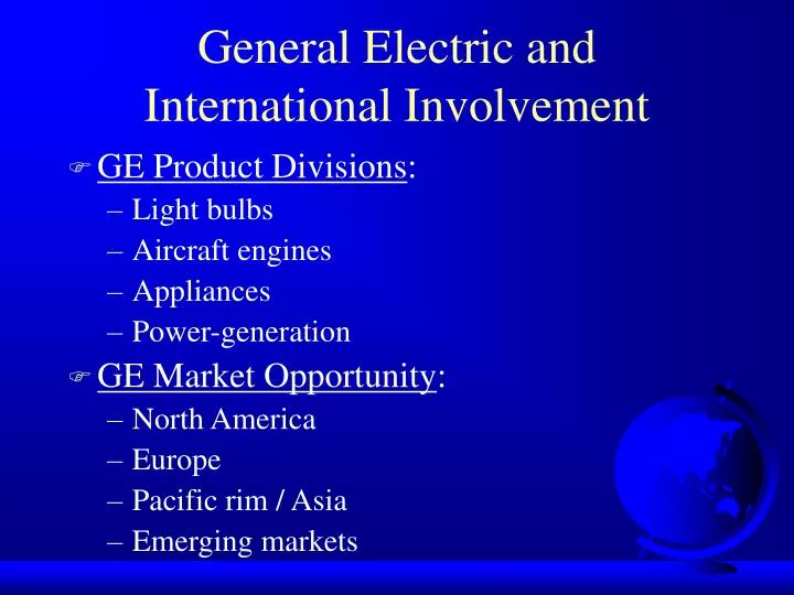 general electric and international involvement