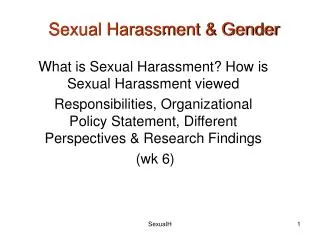 Sexual Harassment &amp; Gender