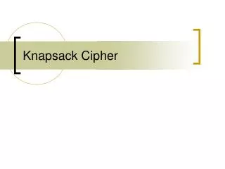 Knapsack Cipher