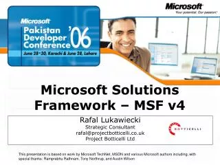 Microsoft Solutions Framework – MSF v4