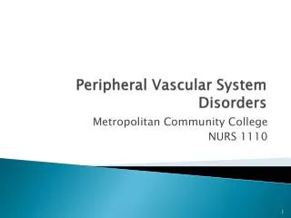 Peripheral Vascular System Disorders