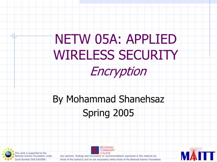 netw 05a applied wireless security encryption