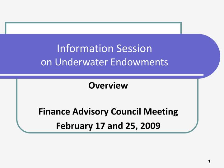 information session on underwater endowments