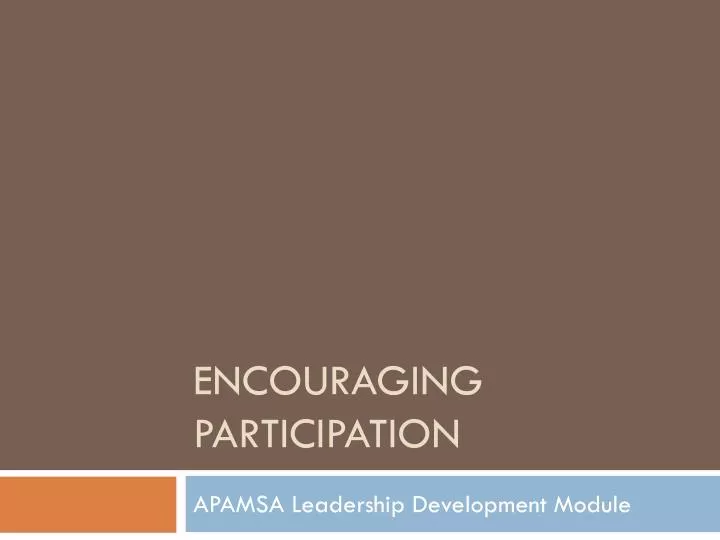 encouraging participation