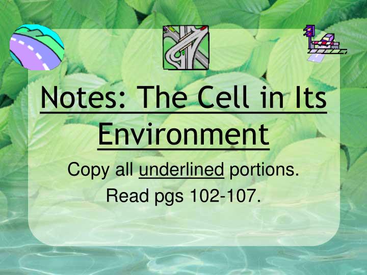 notes the cell in its environment