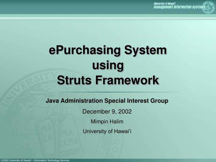 epurchasing system using struts framework