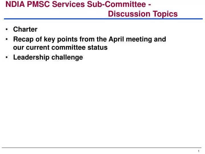 ndia pmsc services sub committee discussion topics