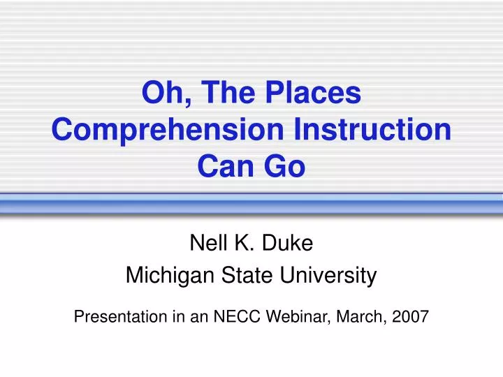 oh the places comprehension instruction can go