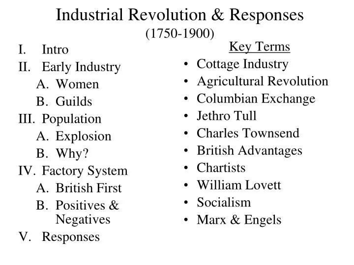 industrial revolution responses 1750 1900
