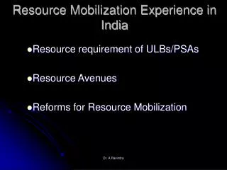 Resource Mobilization Experience in India