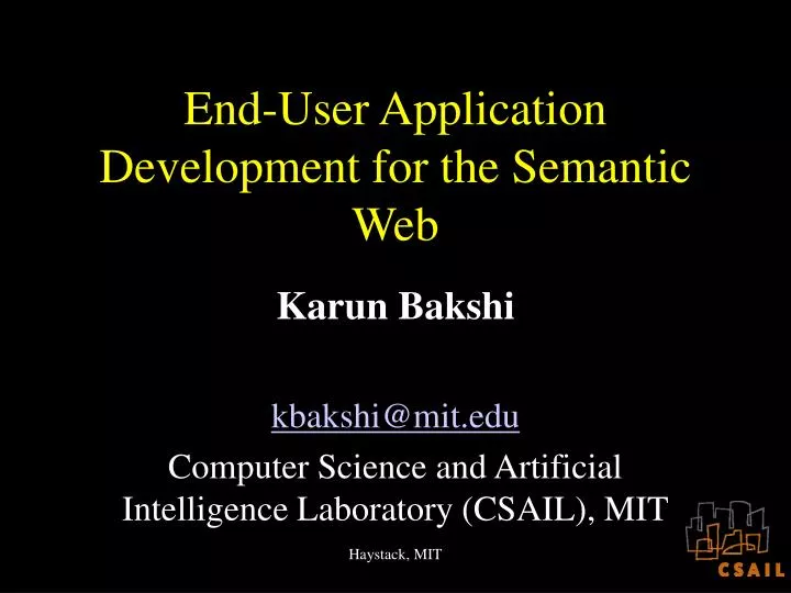 end user application development for the semantic web