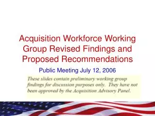 Acquisition Workforce Working Group Revised Findings and Proposed Recommendations