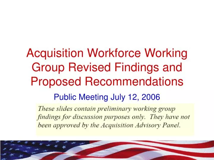 acquisition workforce working group revised findings and proposed recommendations