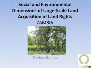 Social and Environmental Dimensions of Large-Scale Land Acquisition of Land Rights ZAMBIA