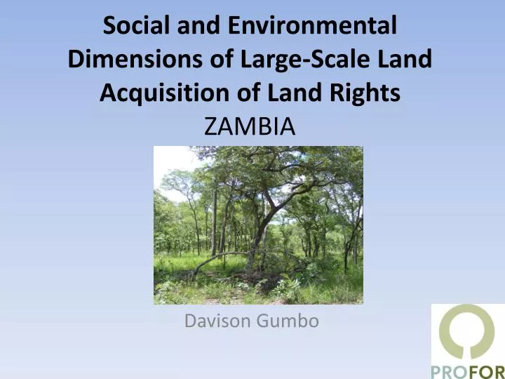 social and environmental dimensions of large scale land acquisition of land rights zambia