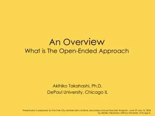 An Over view What is The Open-Ended Approach