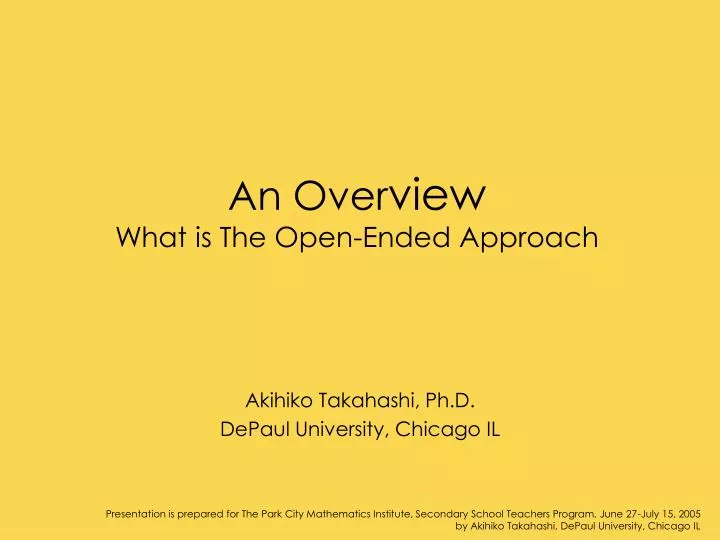 an over view what is the open ended approach