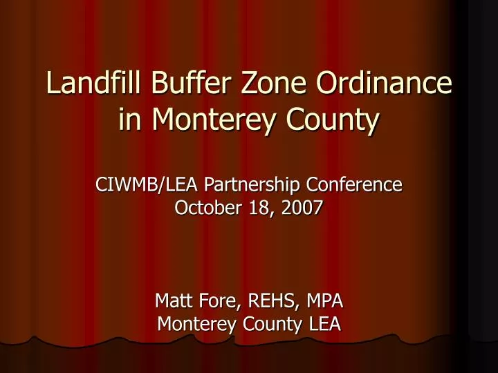 landfill buffer zone ordinance in monterey county