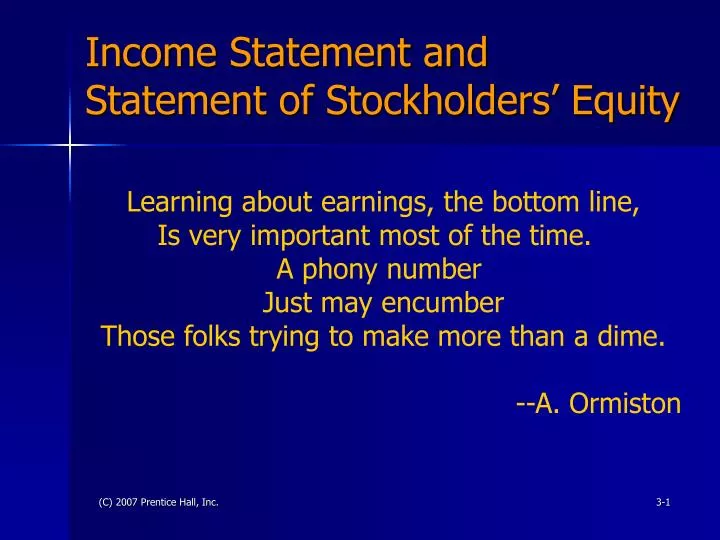 income statement and statement of stockholders equity