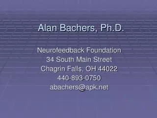 Alan Bachers, Ph.D.