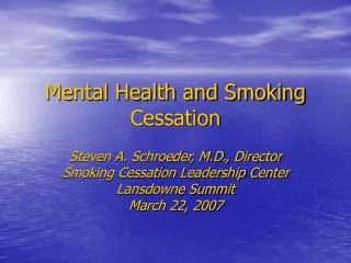 Mental Health and Smoking Cessation