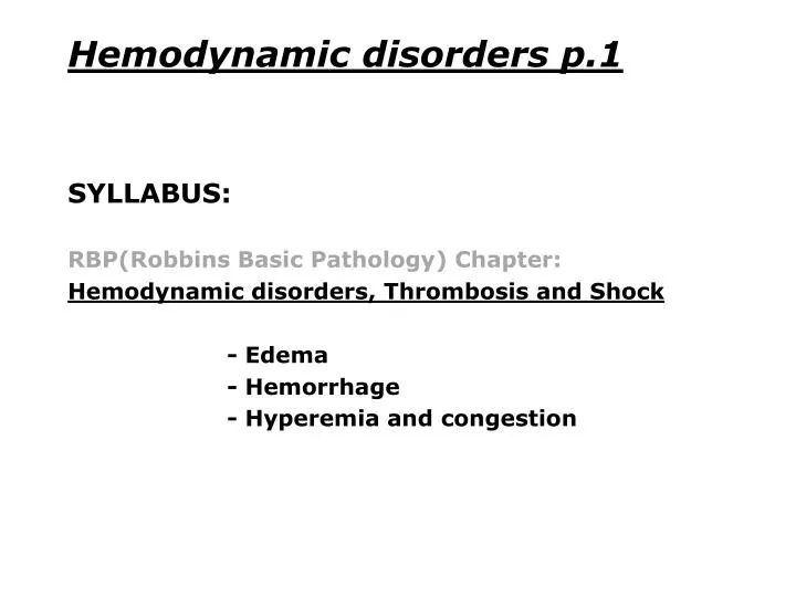 hemodynamic disorders p 1
