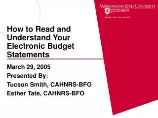 How to Read and Understand Your Electronic Budget Statements