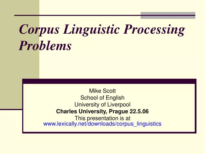 corpus linguistic processing problems