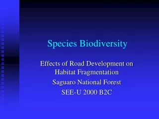 Species Biodiversity