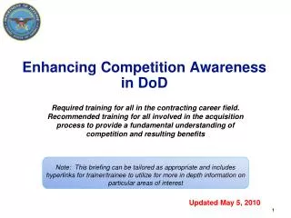 Enhancing Competition Awareness in DoD