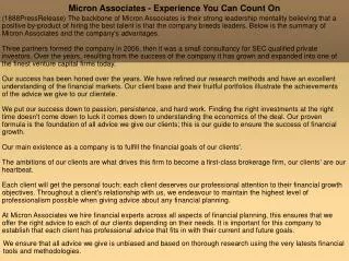 Micron Associates - Experience You Can Count On