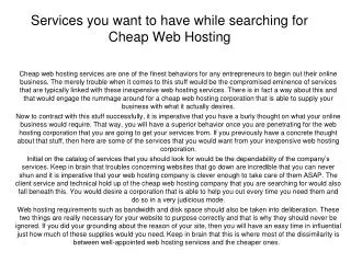Services you want to have while searching for Cheap Web Host