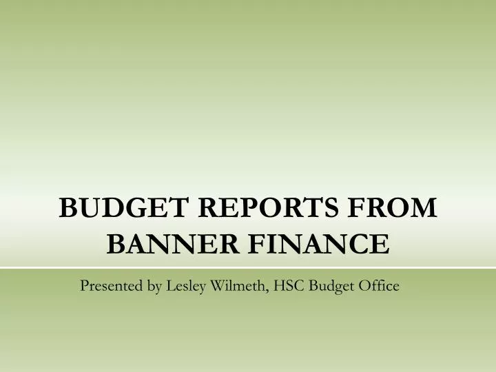 budget reports from banner finance