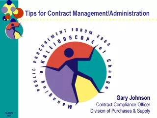 Tips for Contract Management/Administration