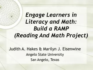 Engage Learners in Literacy and Math: Build a RAMP (Reading And Math Project)