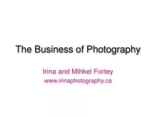 The Business of Photography