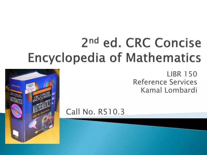 2 nd ed crc concise encyclopedia of mathematics