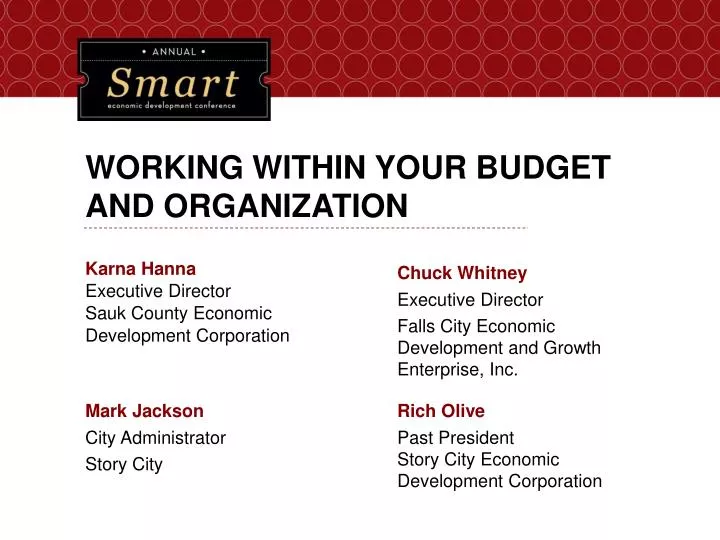 working within your budget and organization