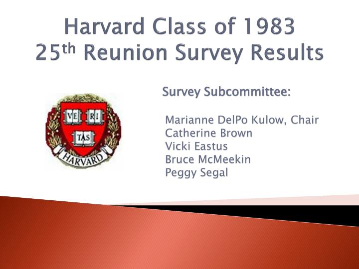 harvard class of 1983 25 th reunion survey results