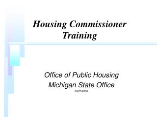Housing Commissioner Training
