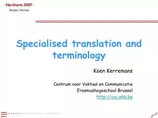Specialised translation and terminology