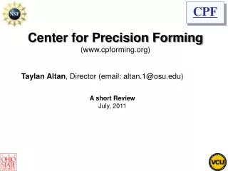 Center for Precision Forming (cpforming)