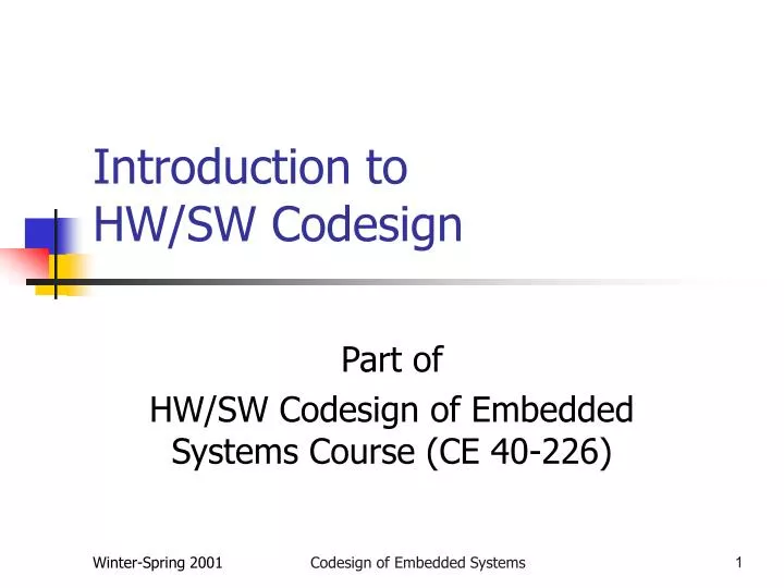 introduction to hw sw codesign