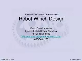 More than you wanted to know about Robot Winch Design