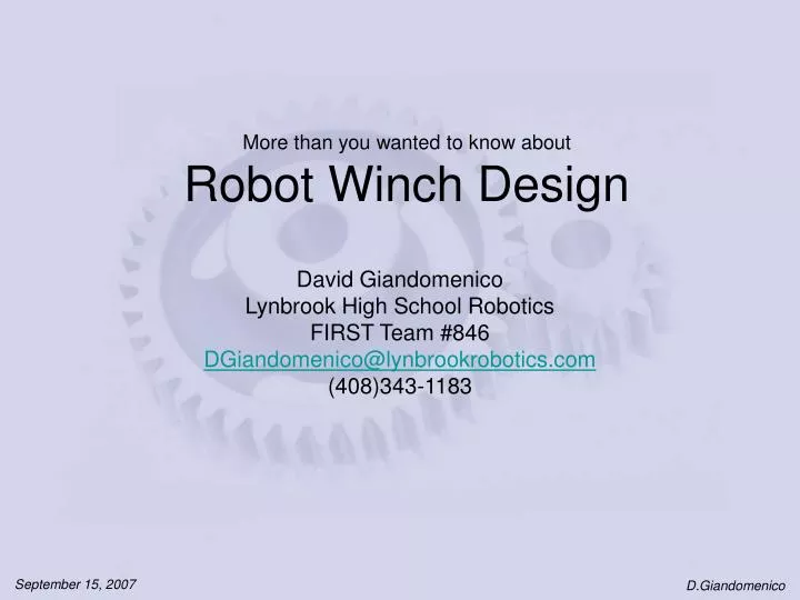 more than you wanted to know about robot winch design