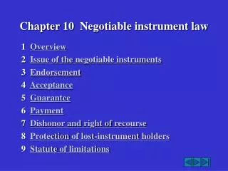 Chapter 10 Negotiable instrument law