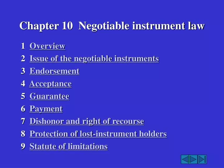 chapter 10 negotiable instrument law