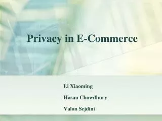 Privacy in E-Commerce